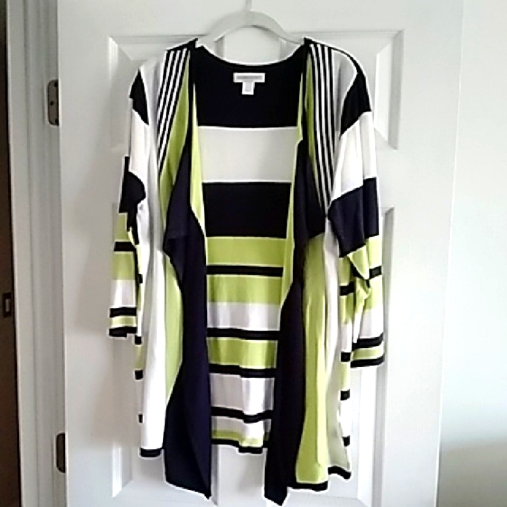 Striped Open-Front Cardigan Sweater